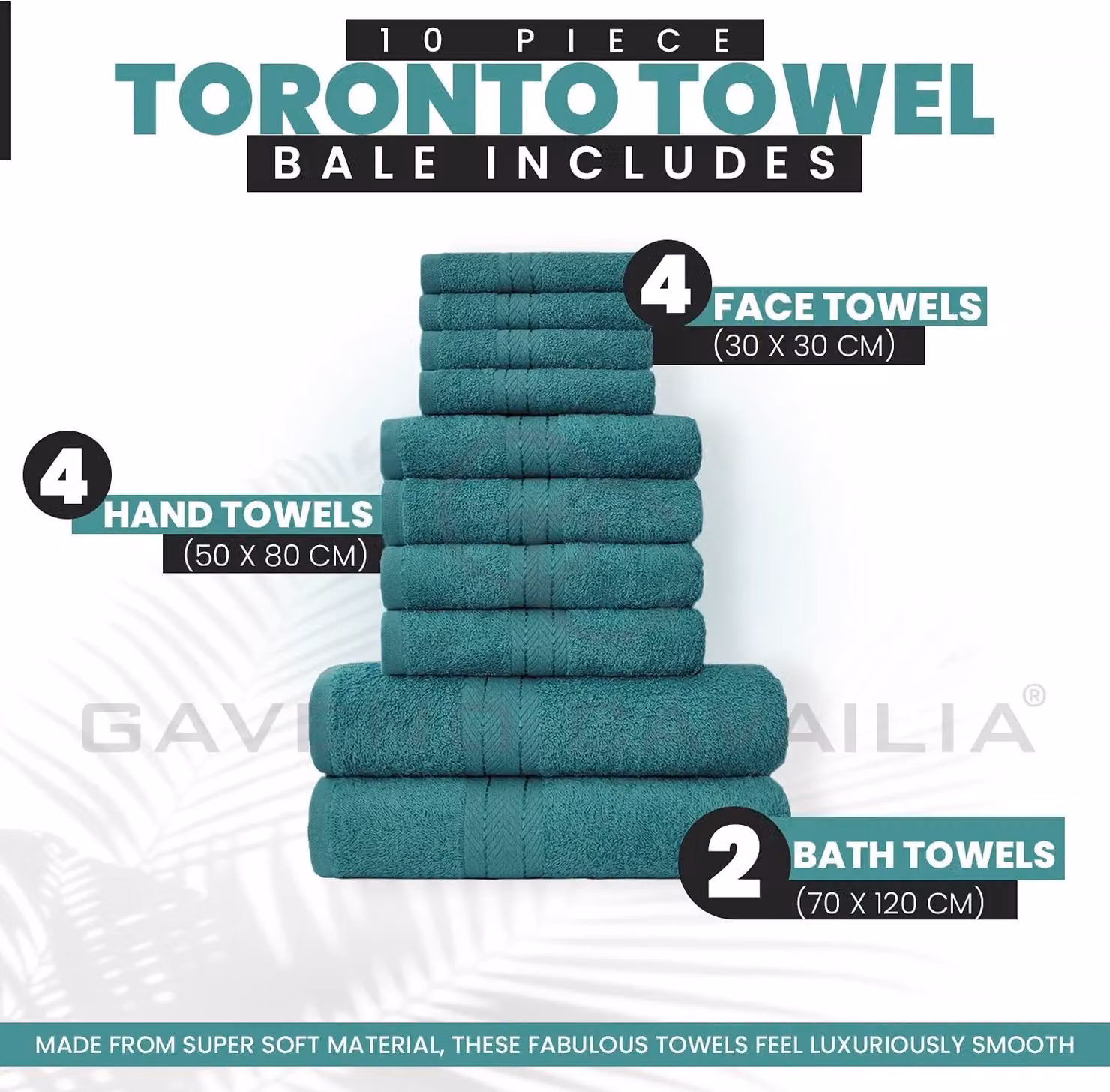 GAVENO CAVAILIA 10 Piece Egyptian Cotton Towel Set in Petrol – 2