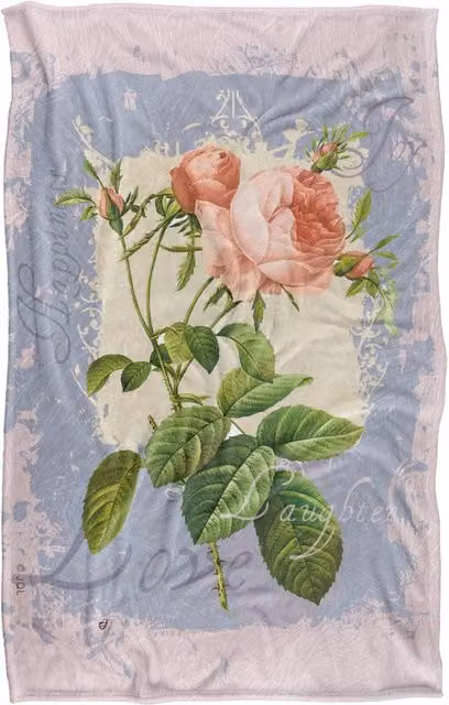 JQ Licensing Love Happiness Joy Floral Super Soft Polyester Throw Blanket in Multicolour, Large