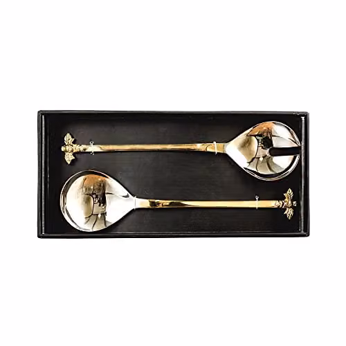 Selbrae House Bee Salad Server Set in Silver and Gold Stainless Steel – 3