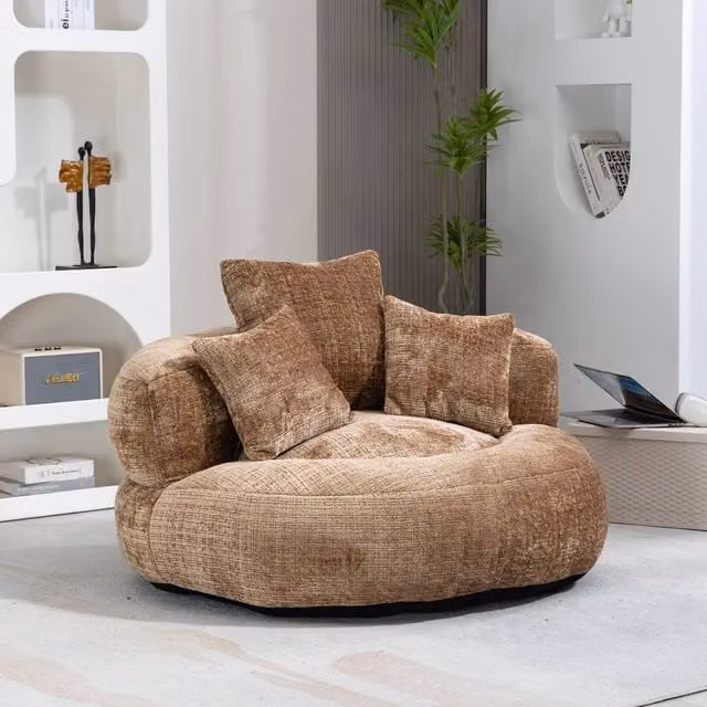 Direct Wicker Brown Chenille High Back Lazy Sofa Bean Bag Chair