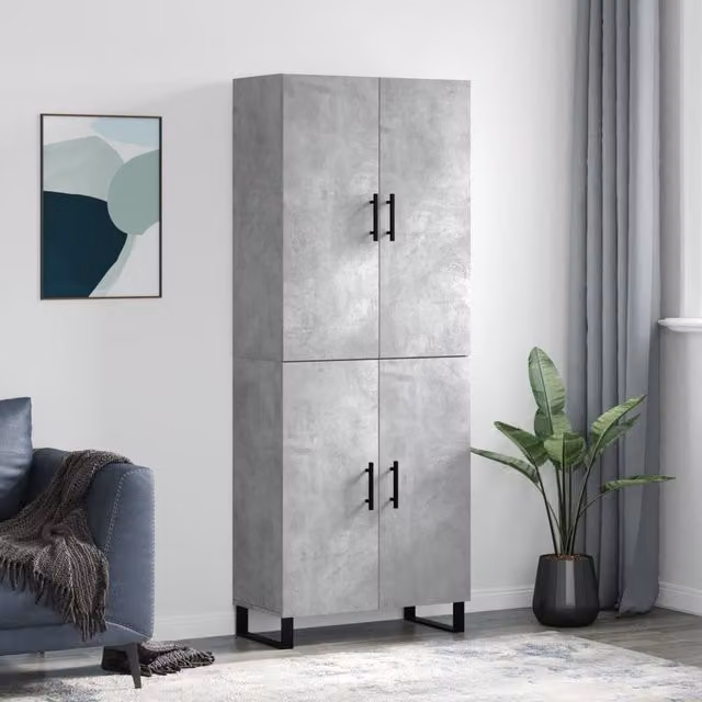 Berkfield Home Highboard in Concrete Grey, W/D/H: 69.5 x 34 x 180 cm – 1