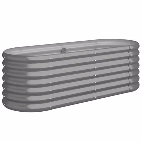 vidaXL Grey Galvanised Steel Raised Bed for Vegetable, Herb or Ornamental Gardens W: 114 cm, D: 40 cm, H: 36 cm – 1