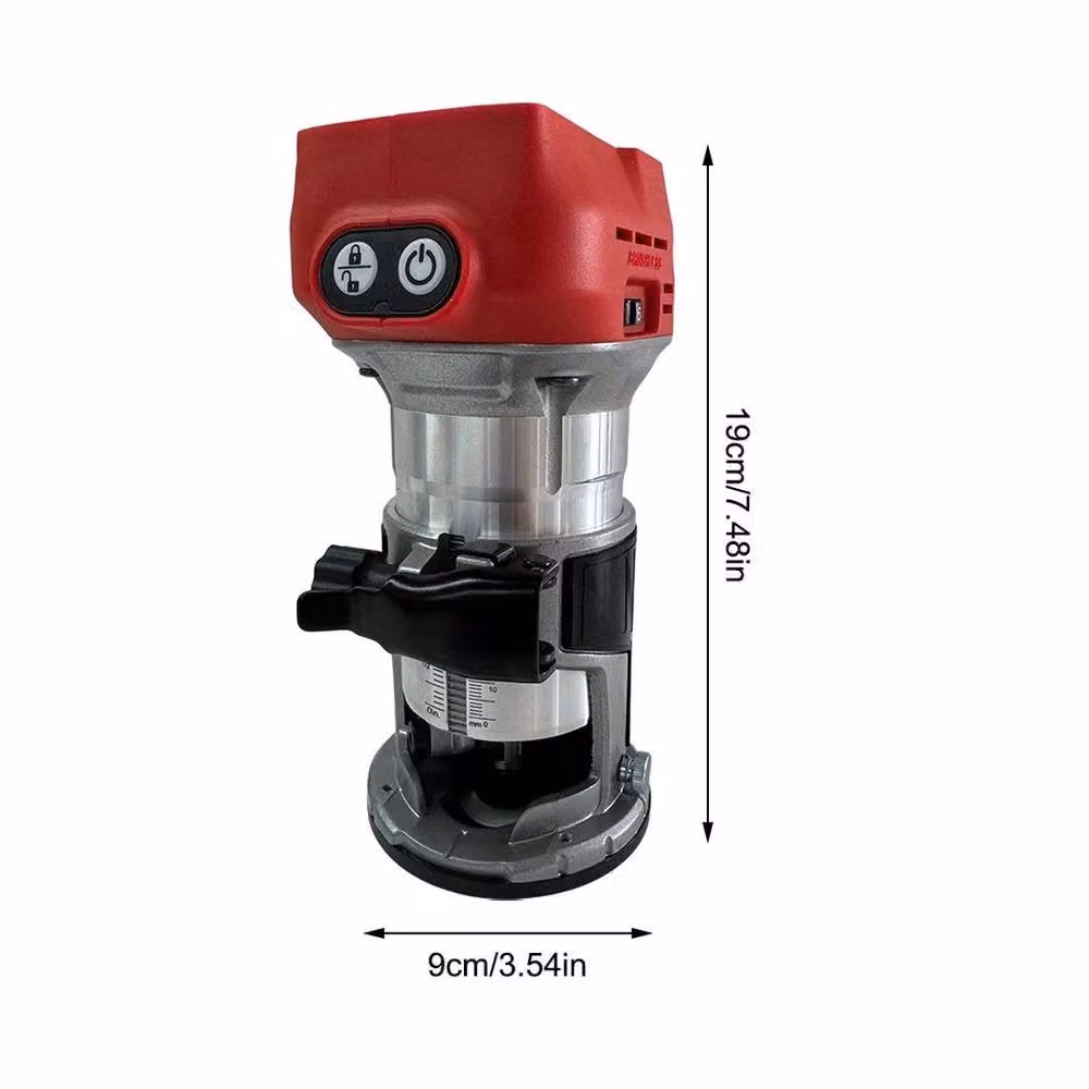 FLAVORA 6-Speed 18V Cordless Benchtop Woodworking Router in Red – 2