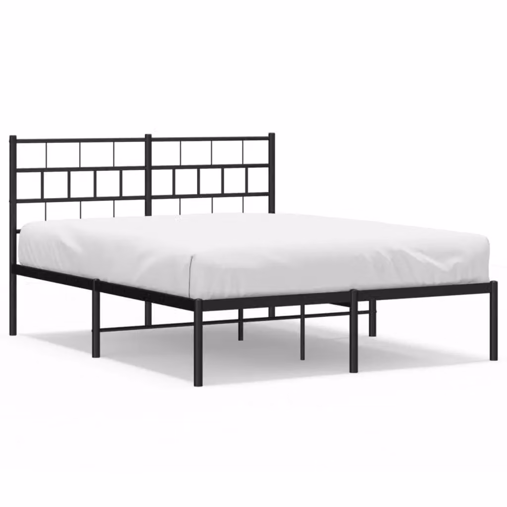 Berkfield Home Metal Bed Frame with Headboard, Black, W/D/H: 120 x 200 cm – 2