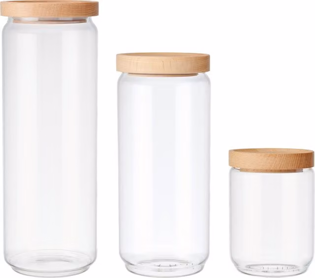 KitchenCraft Idilica Airtight Glass Storage Jar Set, 3 Piece, Transparent – 1