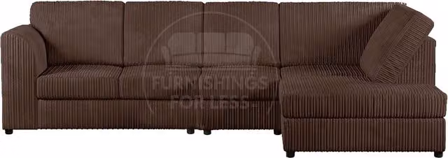 Furnishings For Less UK Luxor 5 Seater L-Shape Corner Sofa in Chocolate Brown Jumbo Cord with Full Back and Right Hand Orientation – 1