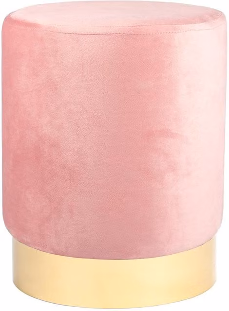 Harbour Housewares Pink Velvet Cylindrical Round Pouffe