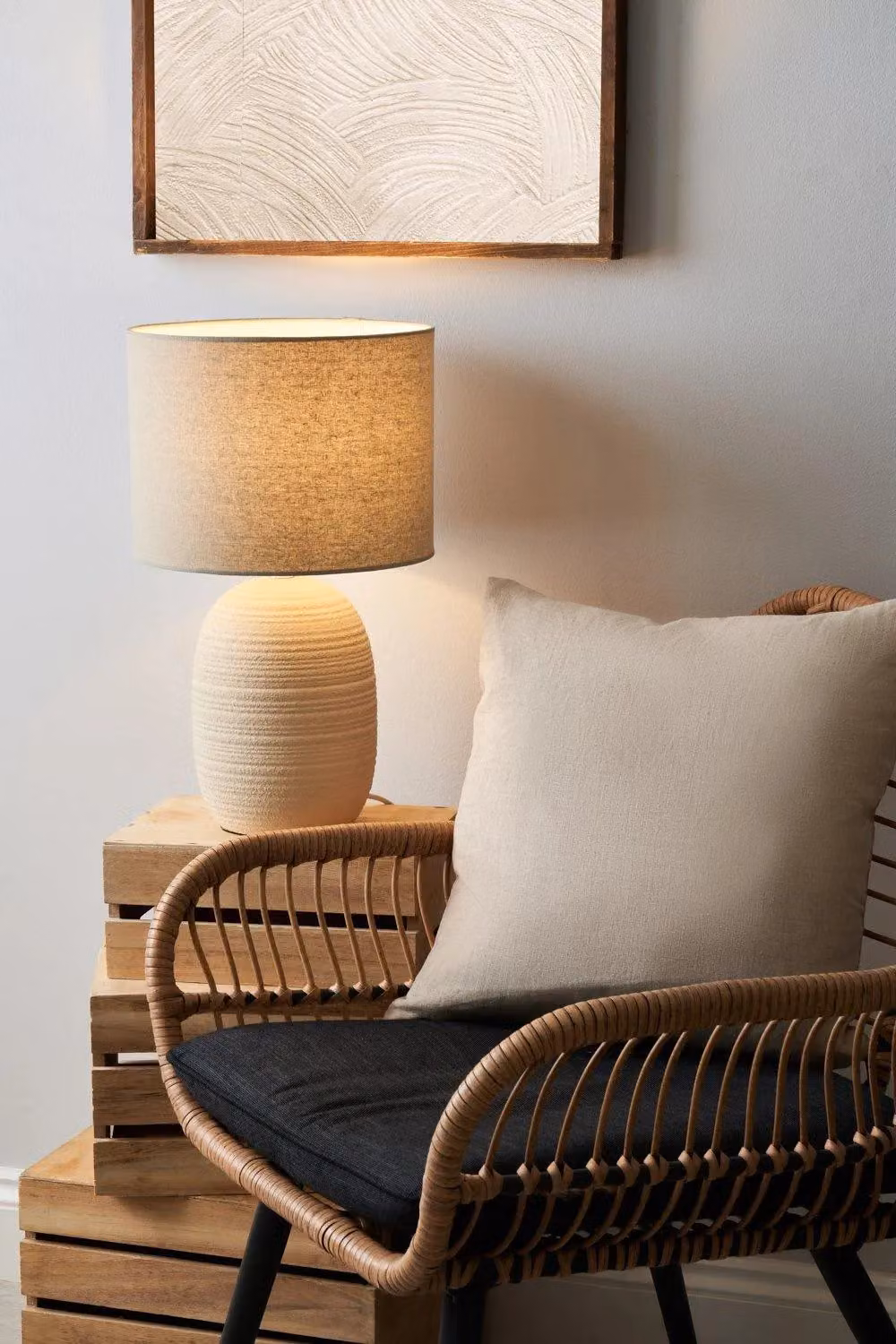 BHS Lighting Heath Ceramic Table Lamp in Brown and Beige – 2