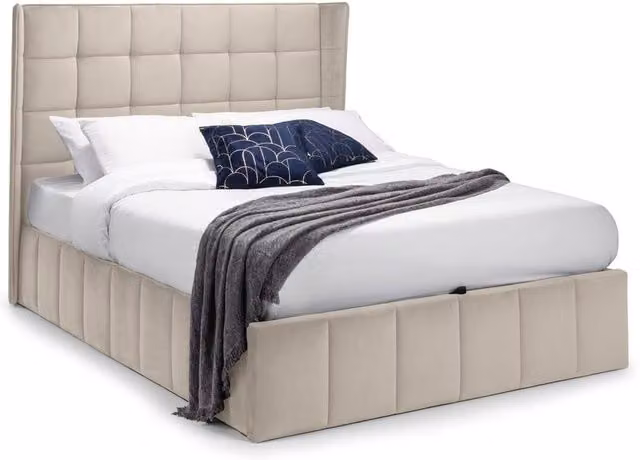 Cheshire Tamarack Cream Velvet Ottoman Storage Bed - Double (W: 135 cm) – 1