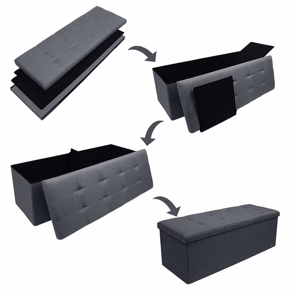PAWNORA Extra Large Ottoman Storage Seat in Dark Grey, W: 110 cm, D: 38 cm, H: 38 cm – 3