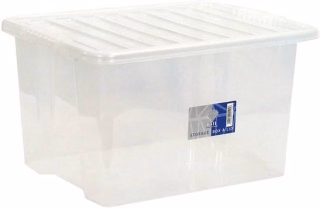 TML Transparent Plastic Storage Box with Lid, W/D/H: 26.0 x 26.0 x 30.0 cm