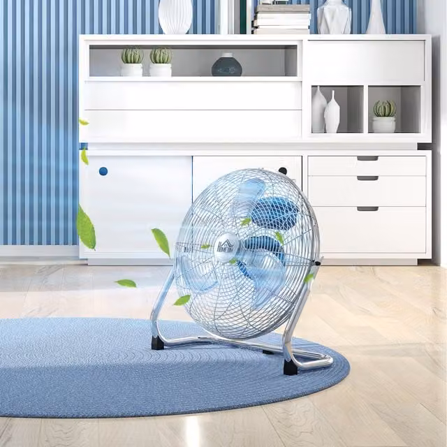 HOMCOM Silver Metal Electric Mains Fan, Height: 50.5 cm