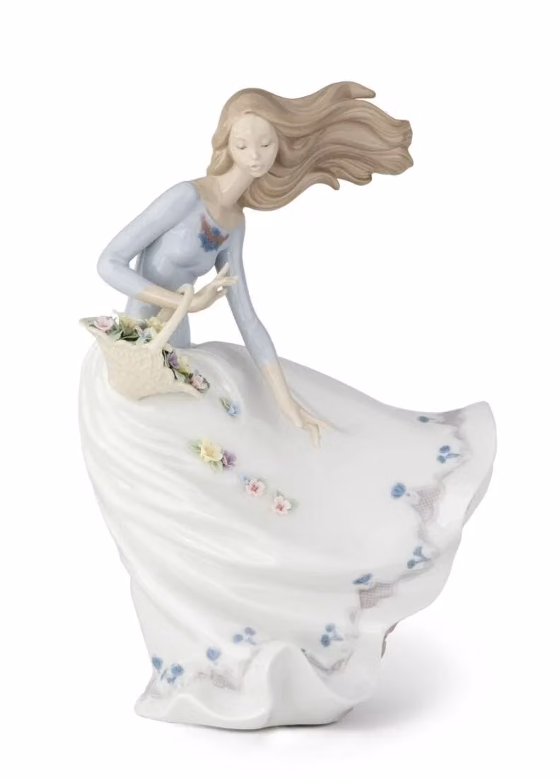 Lladró Petals of The Wind Woman Porcelain Figurine in White
