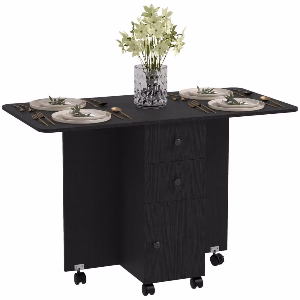 Wyld Haus Distressed Black Butterfly Drop Leaf Dining Table – 2