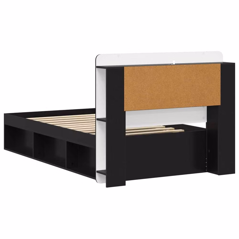 Berkfield Home Modern Bed Frame with Storage Drawers in Black, Engineered Wood, W/D/H: 100 x 200 x 35 cm – 2