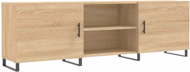 Berkfield Home Industrial Style TV Cabinet in Beige Sonoma Oak, W/D/H: 150 x 30 x 50 cm – 1