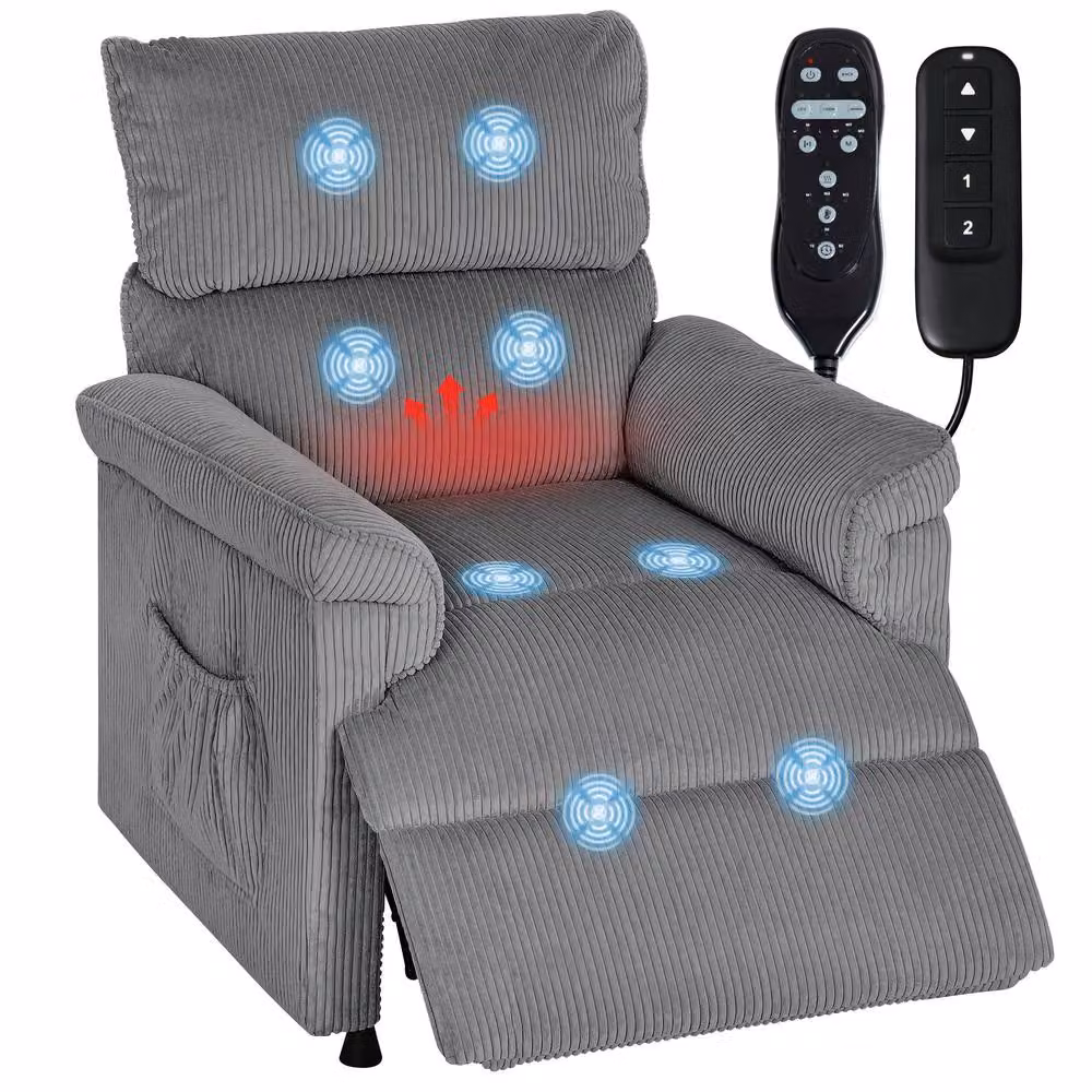 HOMCOM Grey Power Reclining Massage Armchair with Quiet Motor – 2