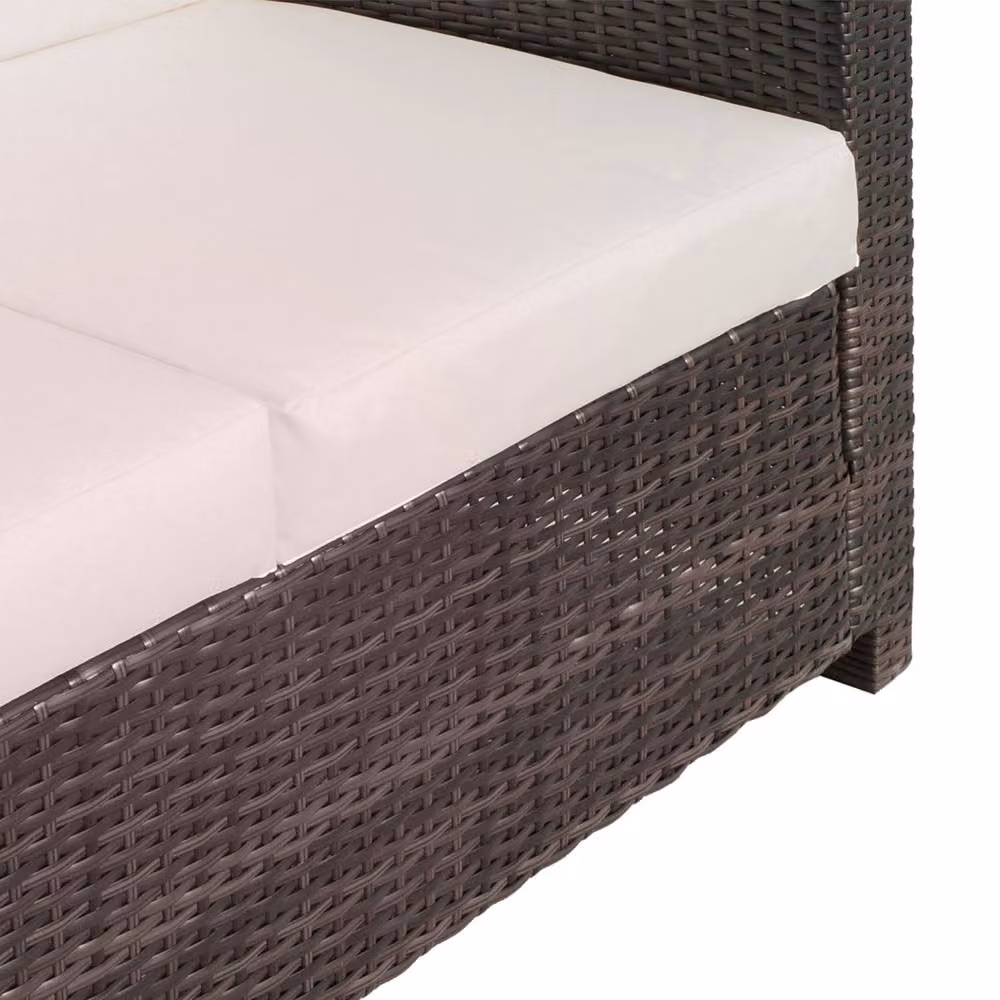 Wyld Haus Sese Brown 2 Seater Rattan and Metal Outdoor Sofa with White Cushions – 6