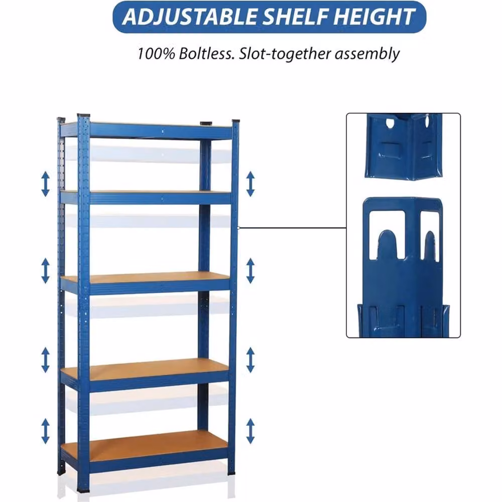 SPETLEK 5 Tier Heavy Duty Garage Shelving Units in Blue, W/D/H: 50 x 50 x 180 cm – 4