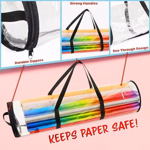 Deco Express Transparent Wrapping Paper Storage Bag with Handles, W/H: 22 x 79 cm – 3