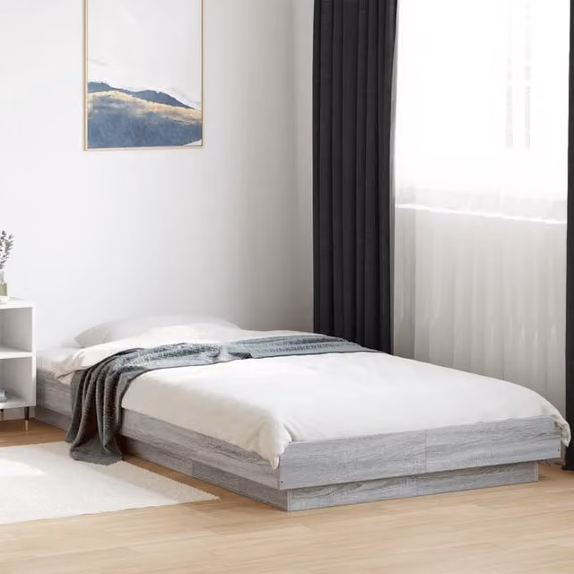 Berkfield Home Modern Bed Frame in Grey Sonoma, W/D/H: 100 x 200 cm