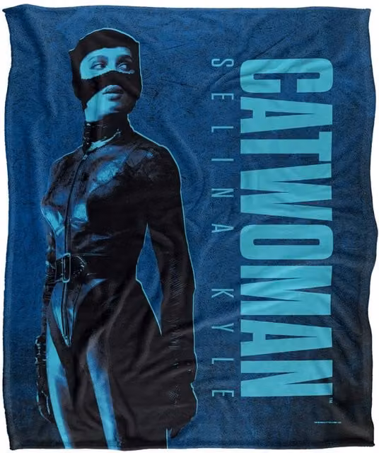 Batman Catwoman Super Soft Silky Touch Throw Blanket, White and Blue, W: 152 cm, D: 127 cm