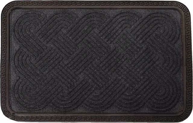 Roseley Black Graphic Rectangular Decorative Door Mat with Celtic Knot Design