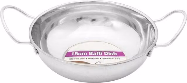Prima Stainless Steel Balti Serving Bowl, Silver, 15 cm, 200 g