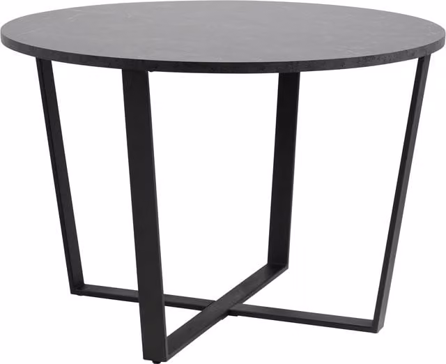 Furniture To Go Amble Round Dining Table with Black Marble Melamine Top and Black X-Frame Legs