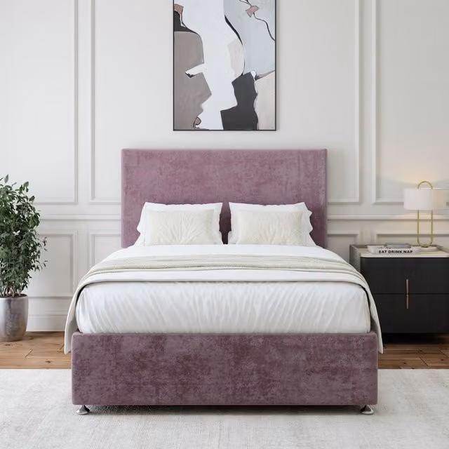 Bedmaster Luxury Velvet 2 Drawer Divan Base in Mauve, W/D/H: 140 x 200 cm