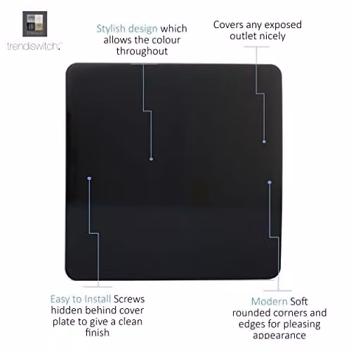 Trendi Artistic Modern Glossy Tactile Single Blanking Plate in Black – 3
