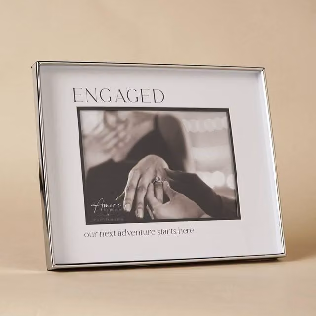 Amore by Juliana Silver and Black Rectangular Metal Wedding Photo Frame, W/H: 17.78 x 17.78 cm