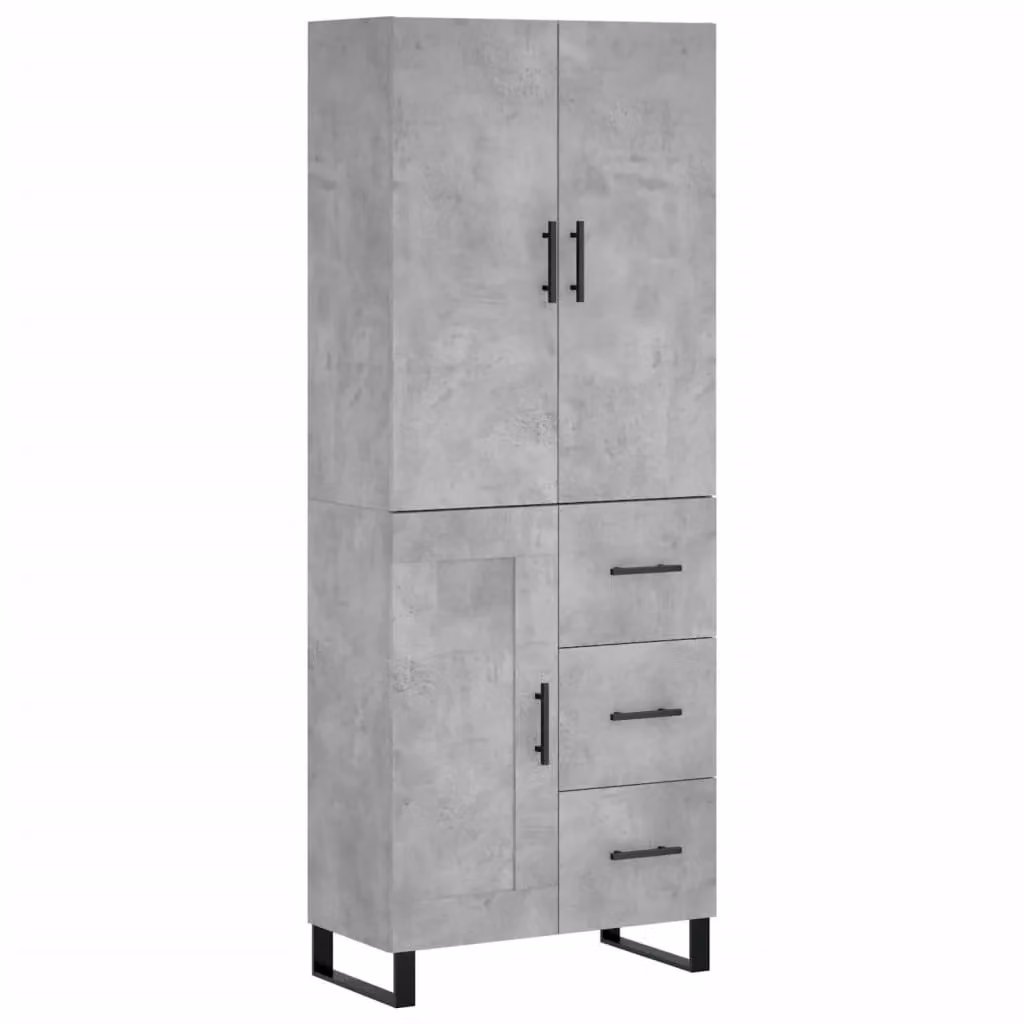 Berkfield Home Highboard in Concrete Grey, W/D/H: 69.5 x 34 x 180 cm – 2