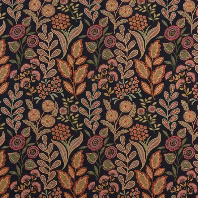 Terrys Nature Floral Woven Fabric in Blue, Green and Beige