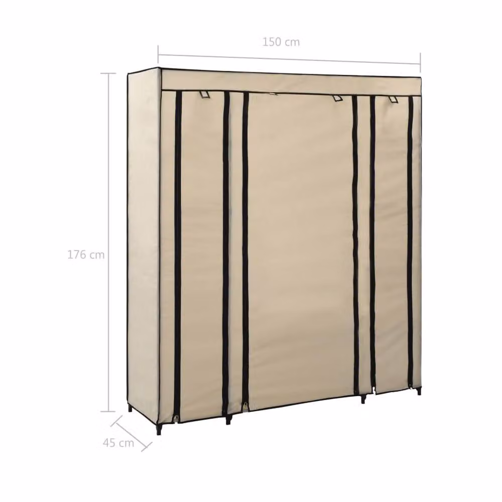Berkfield Home Wardrobe with Compartments and Hanging Rod in Beige, W/D/H: 150 x 45 x 176 cm – 2