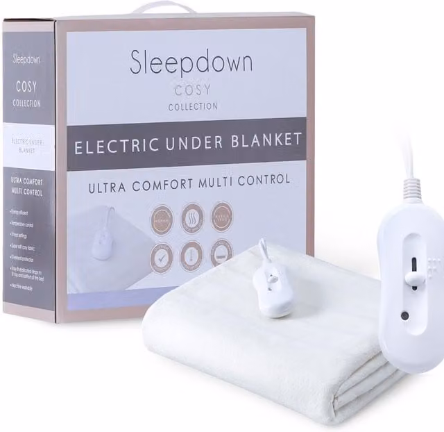 Sleepdown White Fleece Electric Under Blanket with Remote Control, W/D/H: 90 x 200 cm