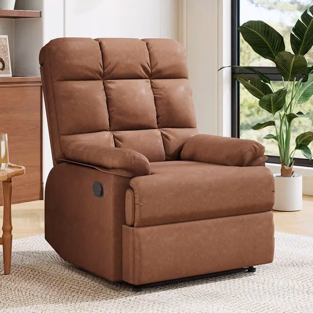 Komore Brown Faux Leather Single Electric Recliner Armchair