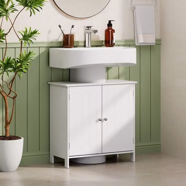 VonHaus Holbrook Freestanding Under Sink Bathroom Cabinet in White