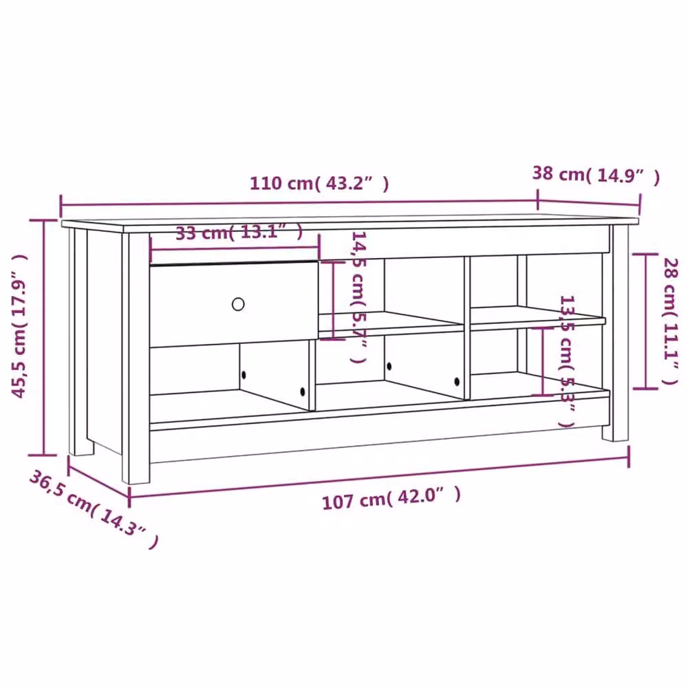 Berkfield Home Grey Solid Wood Pine Shoe Cabinet W/D/H: 110 x 38 x 45.5 cm – 5