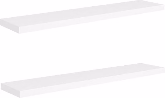Berkfield Home White MDF Floating Wall Shelves, 2 Pack, W/D/H: 120 x 23.5 x 3.8 cm