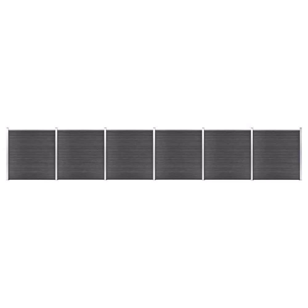 Berkfield Home WPC Fence Panel Set in Black, W: 1045 cm, H: 186 cm – 2
