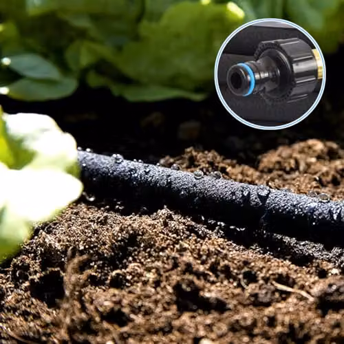 SolaDirect Soaker Hose Porous Pipe with Connectors and 5 Pegs, Black, 7.5 m – 6