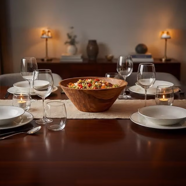 Orsina Rosi Large Round Sheesham Wood Tapered Salad Bowl in Brown