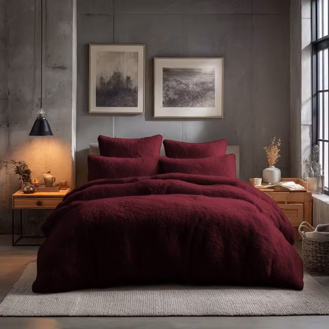 Home Sweet Home UK Teddy Bear Fleece Duvet Cover and Pillowcase Set, Purple, W/D/H: 180 x 200 cm – 1