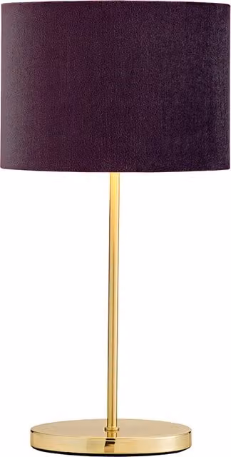 Litecraft Art Deco Table Lamp with Oval Fabric Shade in Red and Brass