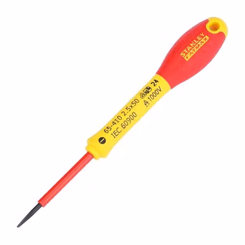 Stanley FatMax Insulated Slotted Screwdriver, Red and Yellow