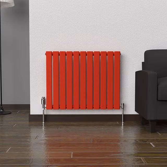 Lux Heat Flat Horizontal Single Coloured Radiator in Poppy Red, W: 60.0 cm, H: 77.0 cm