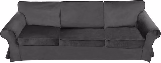 IKEA Ektorp Velvet Sofa Cover in Grey, Stain Resistant, W: 218 cm
