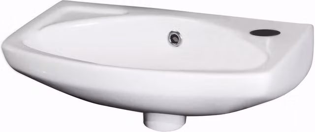 Balterley White Ceramic Oval Wall Hung Cloakroom Basin with Overflow, 1 Tap Hole, W/D/H: 45 x 28 x 15.5 cm – 1