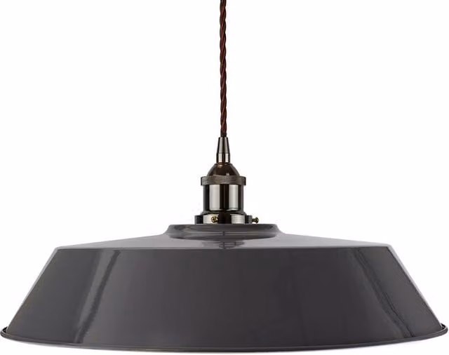 SE Home Chancery Large Suspended Pendant Light in Slate Grey with Black Nickel and Brown Twisted Details